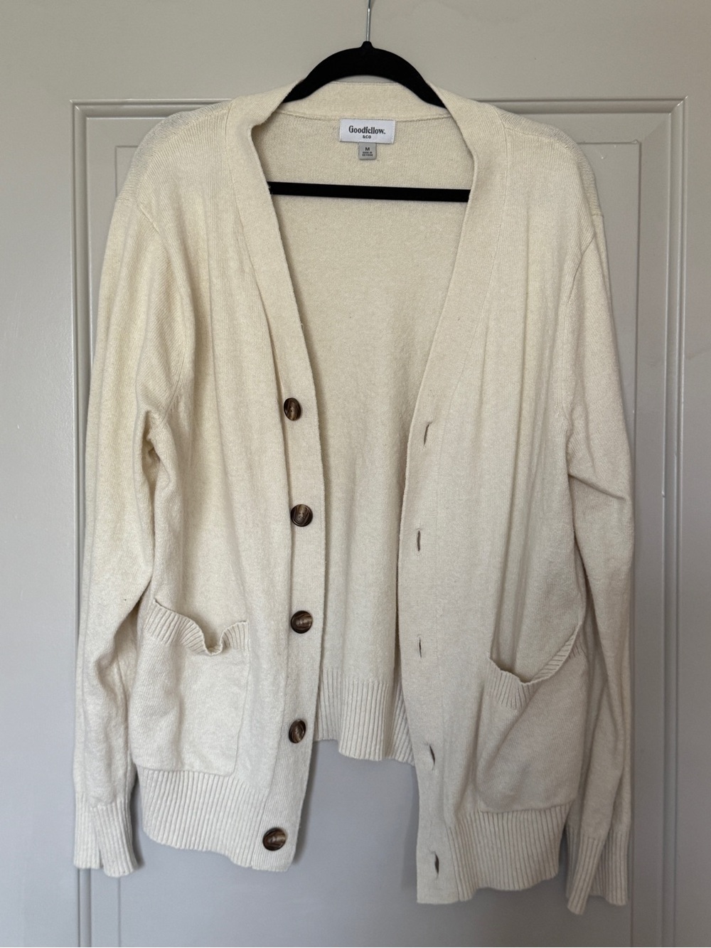 Goodfellow & Co Cream Button-Down Pocket Cardigan